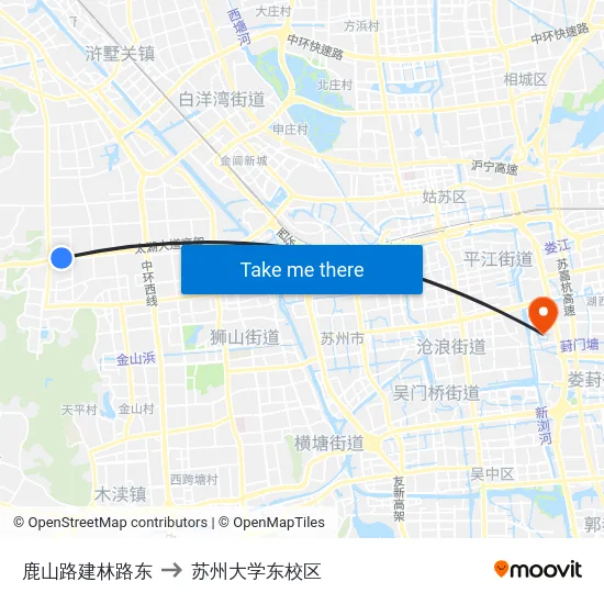 鹿山路建林路东 to 苏州大学东校区 map