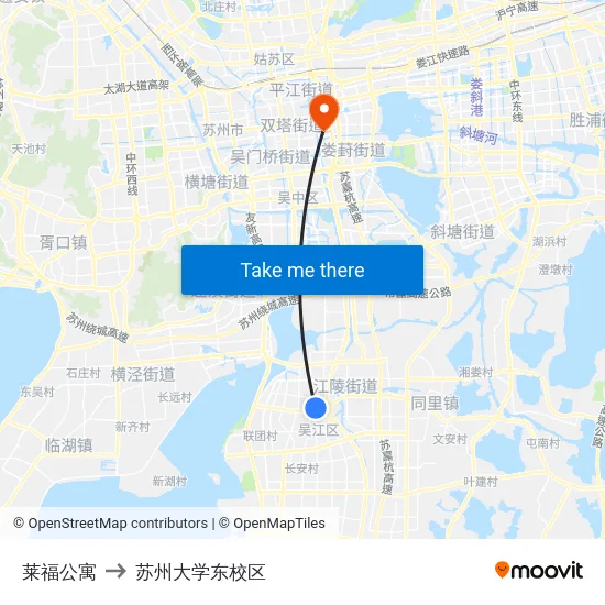 莱福公寓 to 苏州大学东校区 map