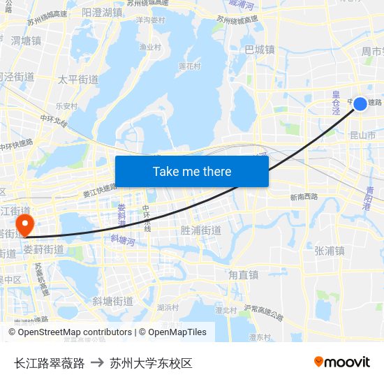 长江路翠薇路 to 苏州大学东校区 map