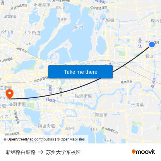 新纬路白塘路 to 苏州大学东校区 map