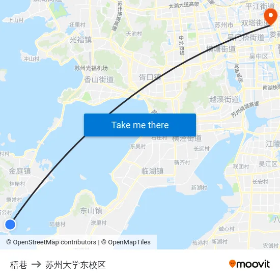 梧巷 to 苏州大学东校区 map