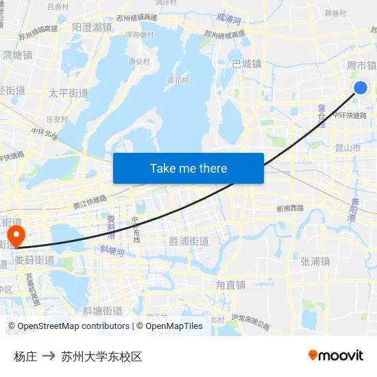 杨庄 to 苏州大学东校区 map