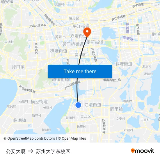 公安大厦 to 苏州大学东校区 map
