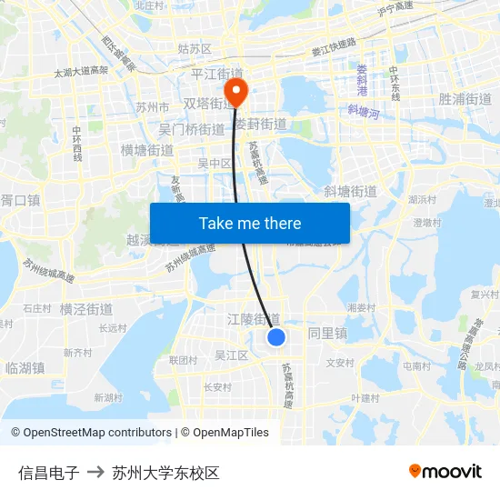 信昌电子 to 苏州大学东校区 map