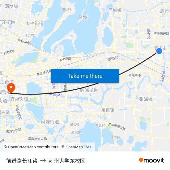前进路长江路 to 苏州大学东校区 map