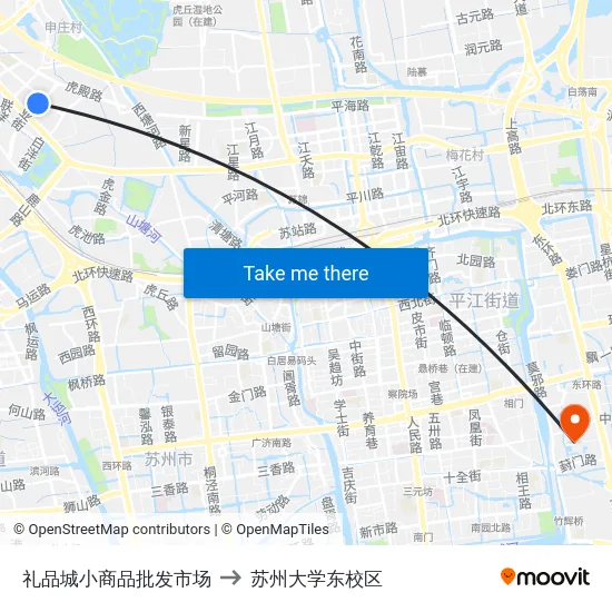 礼品城小商品批发市场 to 苏州大学东校区 map