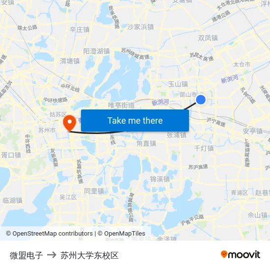 微盟电子 to 苏州大学东校区 map