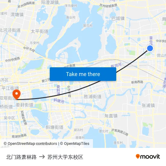 北门路萧林路 to 苏州大学东校区 map
