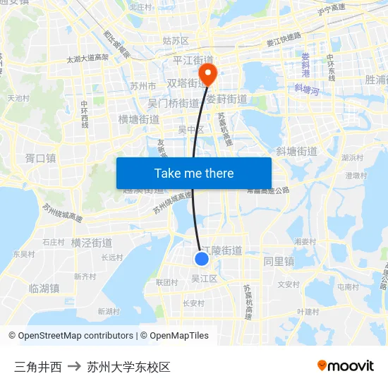 三角井西 to 苏州大学东校区 map