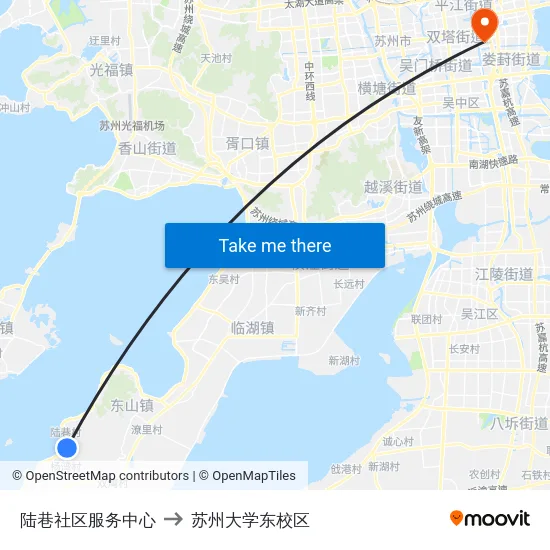 陆巷社区服务中心 to 苏州大学东校区 map