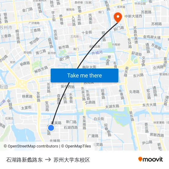 石湖路新蠡路东 to 苏州大学东校区 map