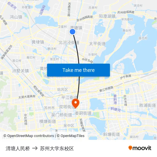 渭塘人民桥 to 苏州大学东校区 map