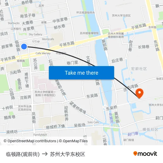 临顿路(观前街) to 苏州大学东校区 map