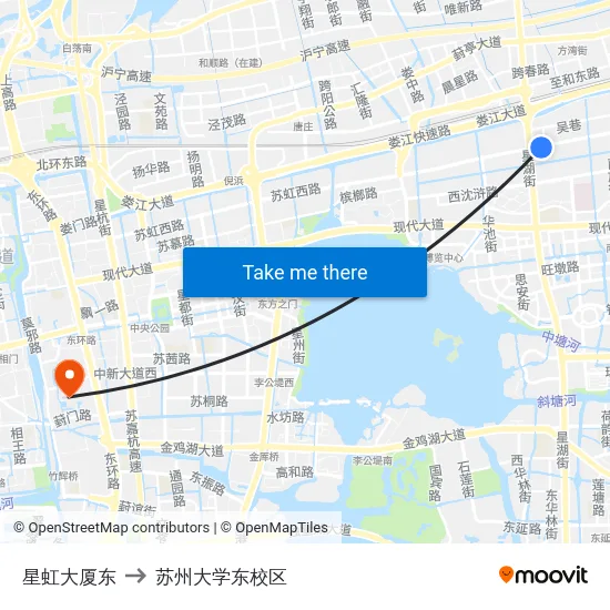 星虹大厦东 to 苏州大学东校区 map