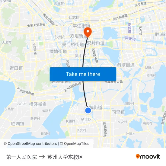 第一人民医院 to 苏州大学东校区 map