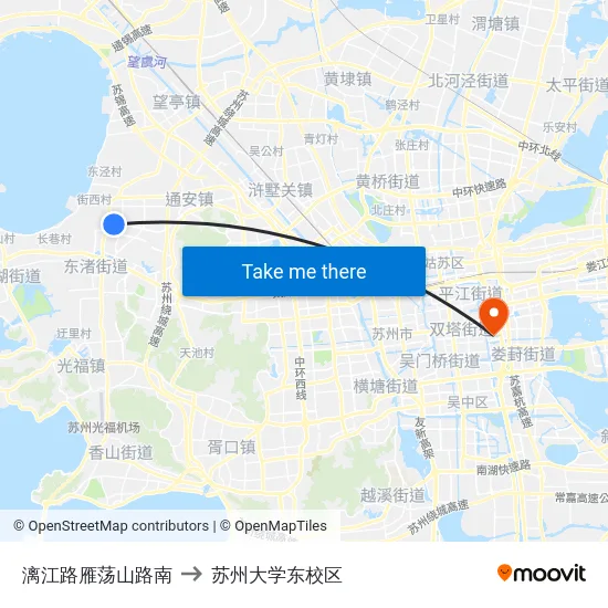 漓江路雁荡山路南 to 苏州大学东校区 map