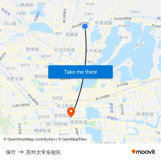 保圩 to 苏州大学东校区 map