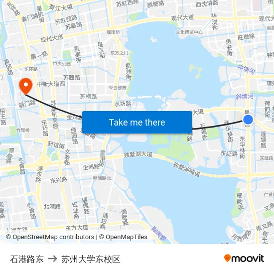 石港路东 to 苏州大学东校区 map