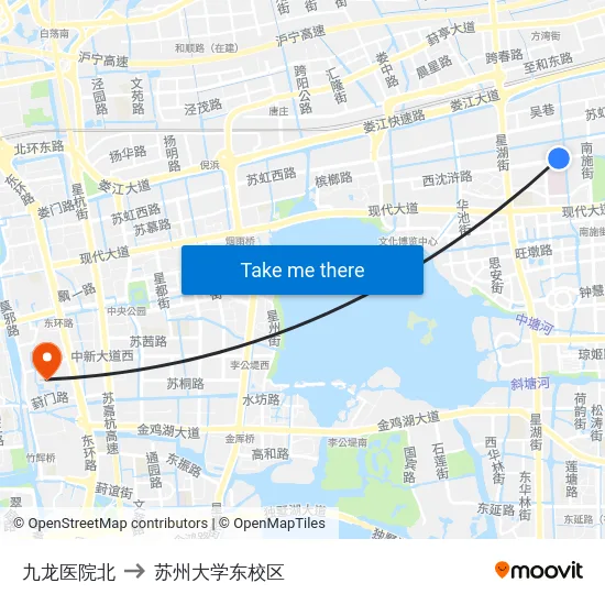 九龙医院北 to 苏州大学东校区 map