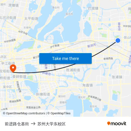 前进路仓基街 to 苏州大学东校区 map