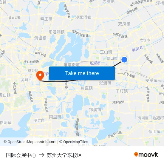 国际会展中心 to 苏州大学东校区 map