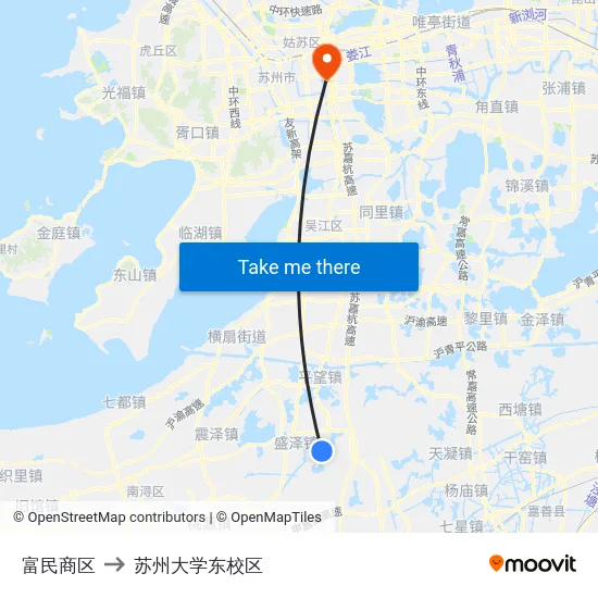 富民商区 to 苏州大学东校区 map