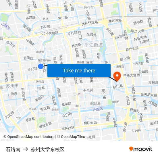 石路南 to 苏州大学东校区 map
