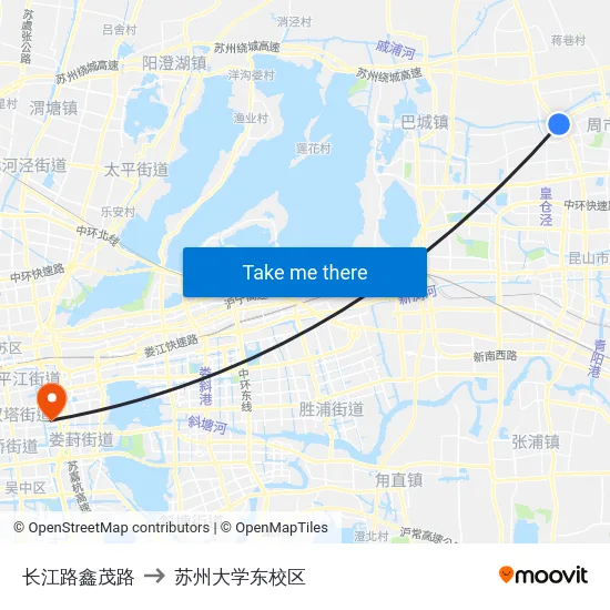 长江路鑫茂路 to 苏州大学东校区 map