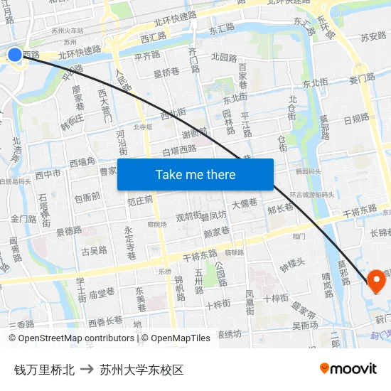 钱万里桥北 to 苏州大学东校区 map