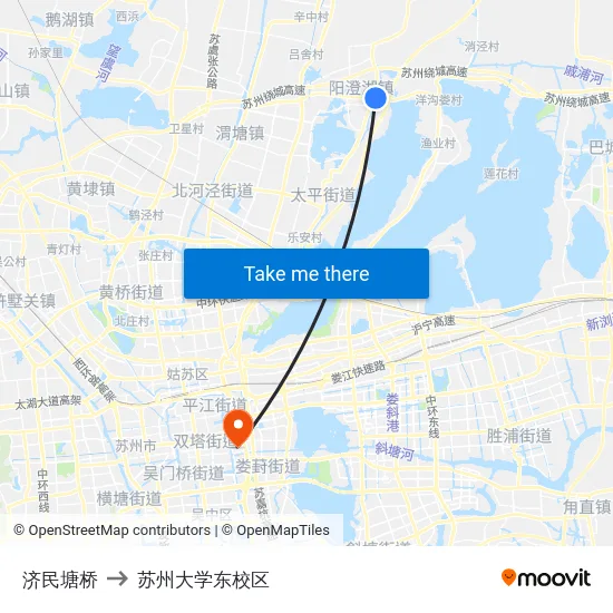济民塘桥 to 苏州大学东校区 map