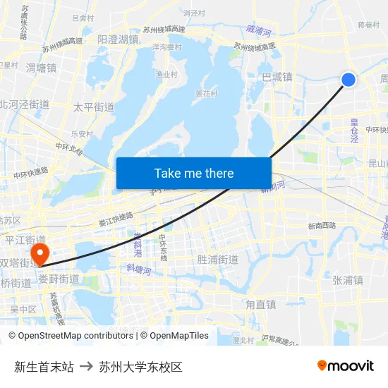 新生首末站 to 苏州大学东校区 map