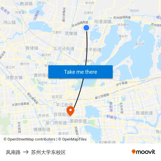 凤南路 to 苏州大学东校区 map