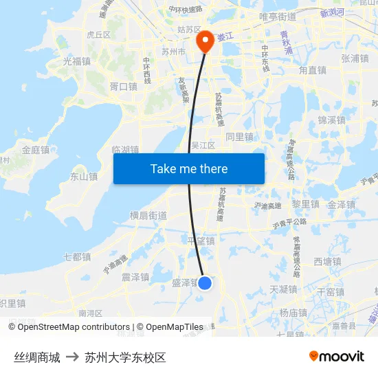丝绸商城 to 苏州大学东校区 map