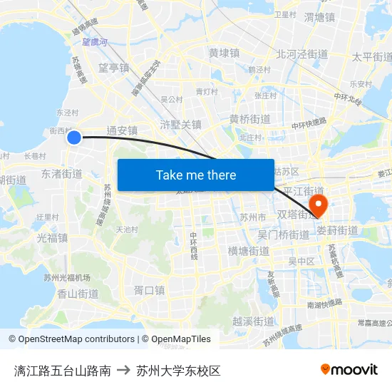 漓江路五台山路南 to 苏州大学东校区 map