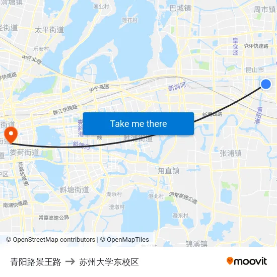 青阳路景王路 to 苏州大学东校区 map