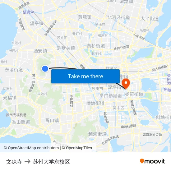 文殊寺 to 苏州大学东校区 map