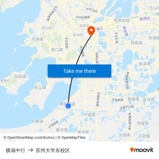 横扇中行 to 苏州大学东校区 map