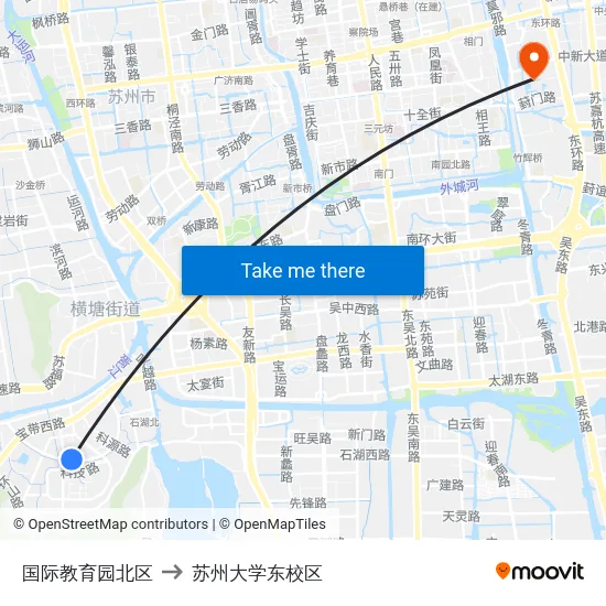 国际教育园北区 to 苏州大学东校区 map
