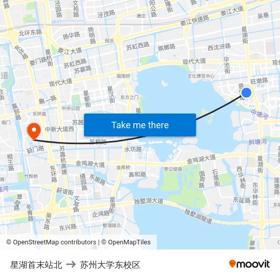 星湖首末站北 to 苏州大学东校区 map