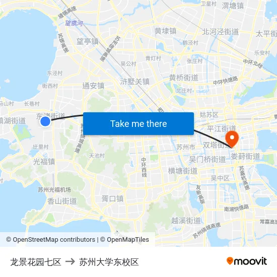 龙景花园七区 to 苏州大学东校区 map