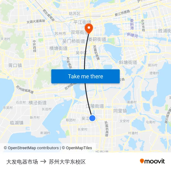 大发电器市场 to 苏州大学东校区 map