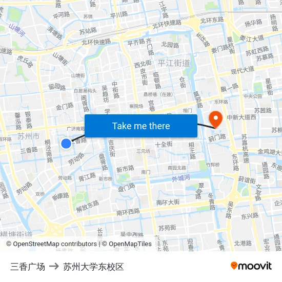 三香广场 to 苏州大学东校区 map