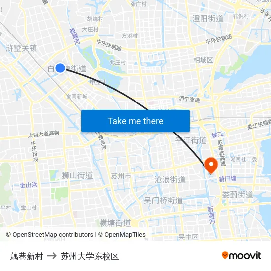 藕巷新村 to 苏州大学东校区 map