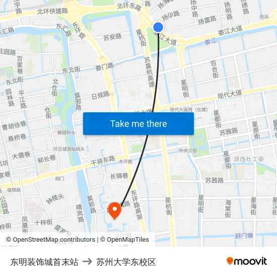 东明装饰城首末站 to 苏州大学东校区 map