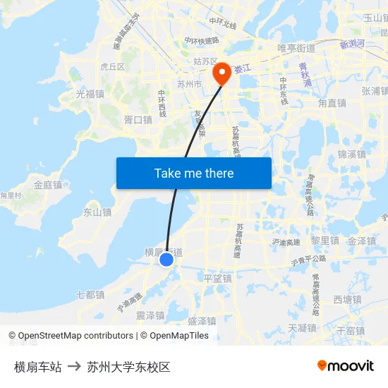 横扇车站 to 苏州大学东校区 map
