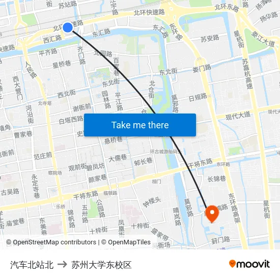 汽车北站北 to 苏州大学东校区 map