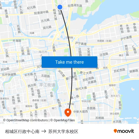 相城区行政中心南 to 苏州大学东校区 map