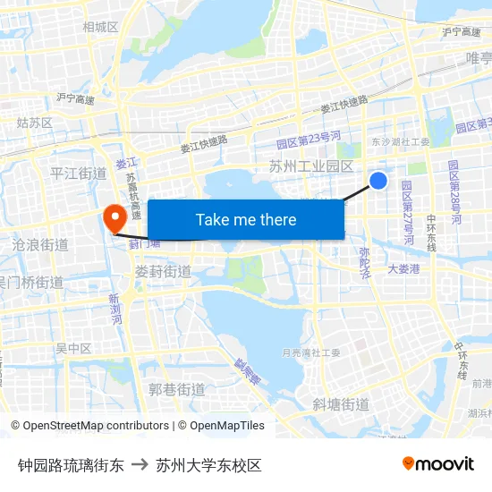 钟园路琉璃街东 to 苏州大学东校区 map