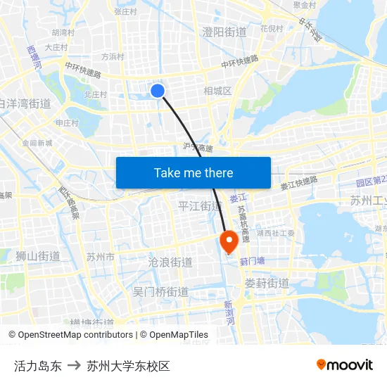 活力岛东 to 苏州大学东校区 map