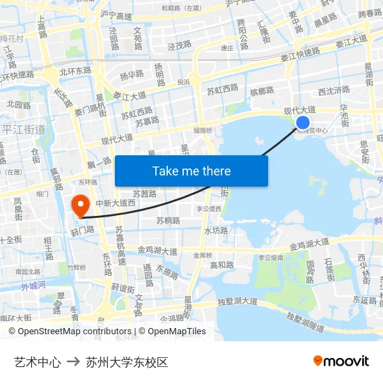 艺术中心 to 苏州大学东校区 map